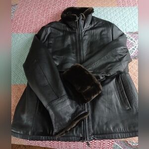 Columbia Womens XL Lined Leather Coat